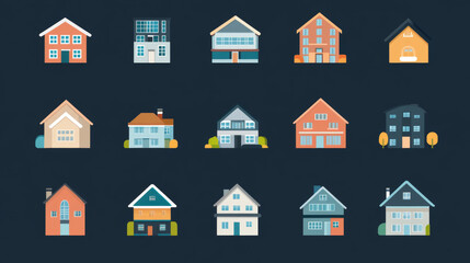 A collection of real estate icons