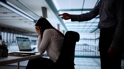Photo Title: Angry Boss Harassing Office Workers, Causing Stress