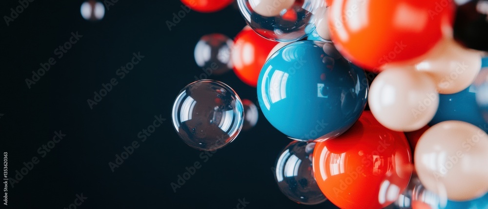 Aufkleber immersive digital visualization kinetic sphere design with glossy chromatic orbs - next-gen branding
