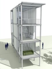 Fototapeta premium Modern three-story modular home design rendering