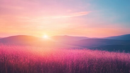 Serene Pink Sunset Landscape