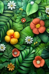 Fototapeta premium Vibrant floral arrangement nature scene digital art lush environment close-up view botanical concept