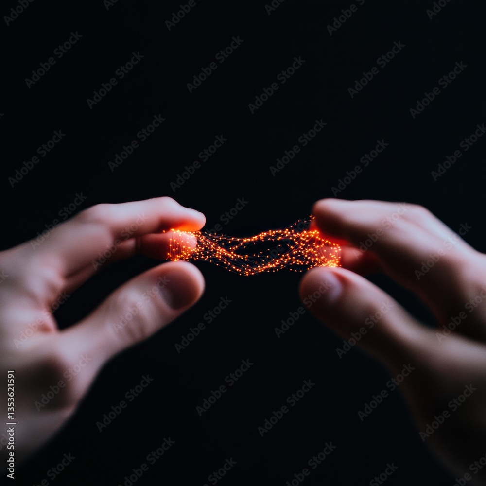 Aufkleber Quantum Connectivity Next-Gen Digital Networks Visualized - Innovative Tech Interaction Demonstrating Human Control of Emergent Technological Ecosystems