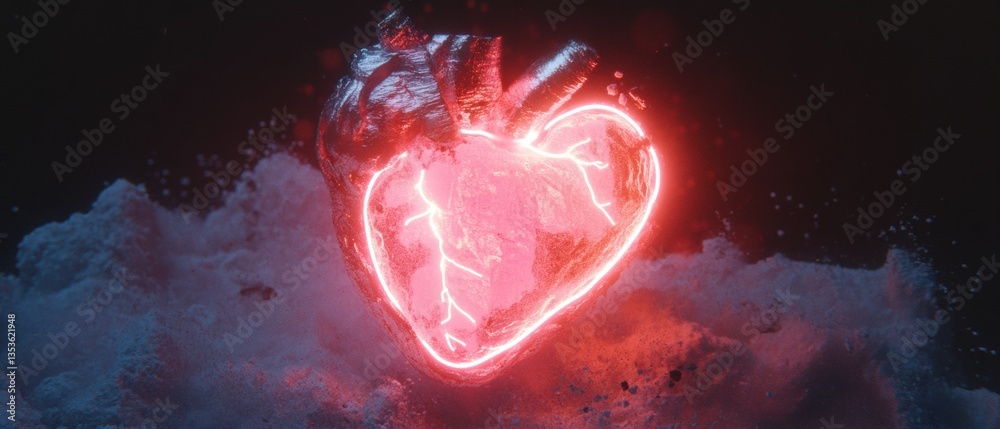Poster quantum heartbeat immersive neon anatomy visualization revealing lifes fragile digital pulse - cutti