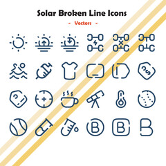 Solar Broken Line Icons Collection batch 29