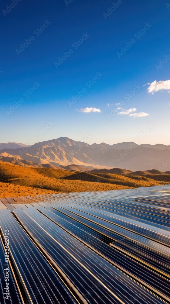 Aufkleber Future-Forward Green Energy Landscape Expansive Solar Array Harmonizing Technological Innovation with Natural Mountain Terrain - Sustainable Infrastructure for Climate Resilience