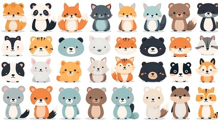 Obraz premium Adorable Cartoon Animal Collection for Kids