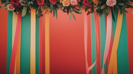 Midsummer Festival Archway Concept, Vibrant Midsummer Entryway Decor with Handwoven Touches and Colorful Floral Arrangements