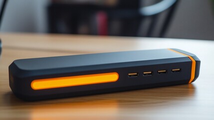 Sleek Black and Orange Portable Power Station