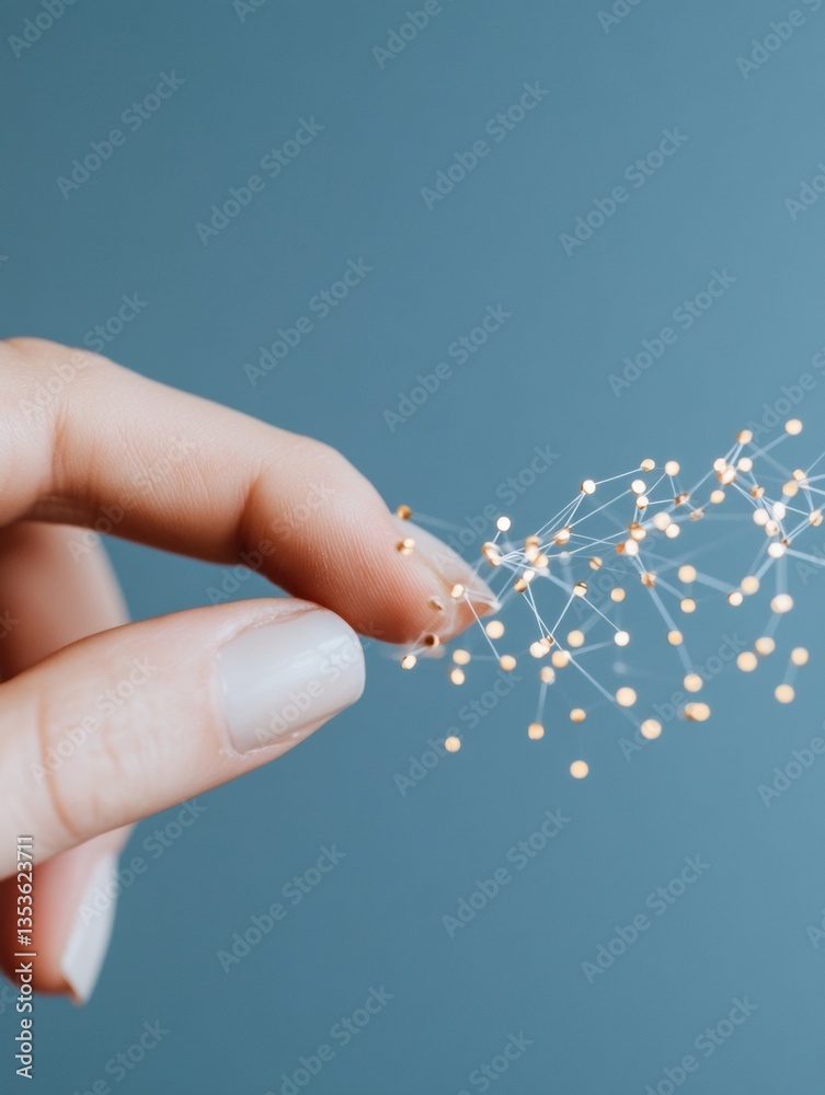 Leinwandbilder AI-Powered Connectivity Minimalist Hand Manipulating Dynamic Network Nodes - Innovative Tech Visualization of Digital Transformation and Emerging Computational Interfaces