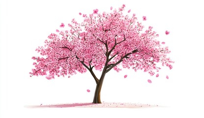 Pink cherry blossom tree, full bloom, spring
