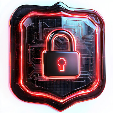 Ultimate Digital Security: 3D Shield with Padlock for Cyber Protection