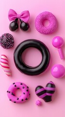 Fototapeta premium Pink Candy Confectionery Arrangement