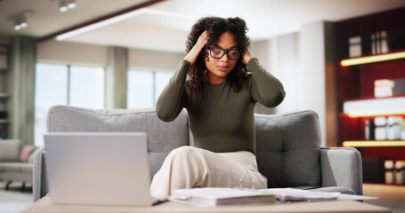 Financial Money Problem. Stressed African Lady