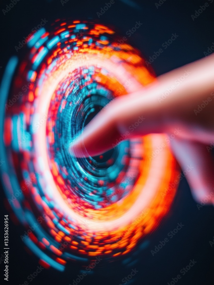 Aufkleber Immersive Digital Vortex Cutting-Edge Cybernetic Interface Visualization with Dynamic Color Gradient - Next-Gen Interactive Technology Concept