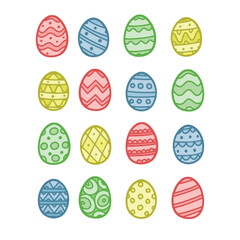 Colored Easter eggs pattern with different style, hand drawing vector