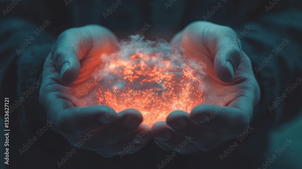 Aufkleber Transformative Tech Horizons Ethereal Digital Innovation Visualized - Immersive AI Particle Interaction Symbolizing Human-Computational Convergence and Creative Potential