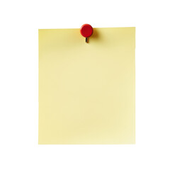 Yellow Sticky Note with Red Push Pin Isolated on png 