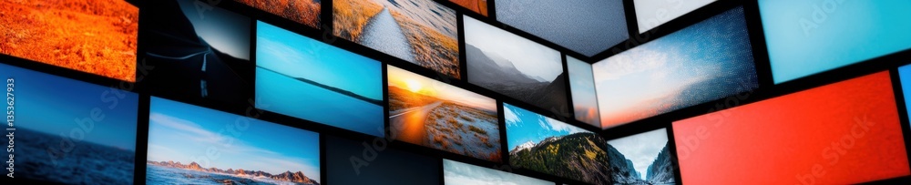 Poster Immersive Digital Media Mosaic Next-Gen Content Visualization with Multi-Screen Dynamic Grid - Transformative Visual Communication Ecosystem