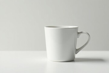 Obraz premium White ceramic cup with handle on clean white surface, ceramic, drink, isolated