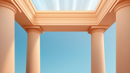Fototapeta premium Modern minimalist church designs Concept, Minimalist Architectural Design with Skylight and Columns in a Bright Open Space Featuring Soft Natural Light