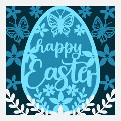 Happy Easter 3D paper cut template, Easter shadow box, greeting card 