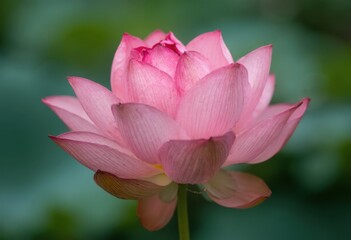 A Blooming Pink Lotus Flower in a Natural Outdoor Setting