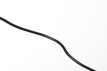 One black electrical wire on white background