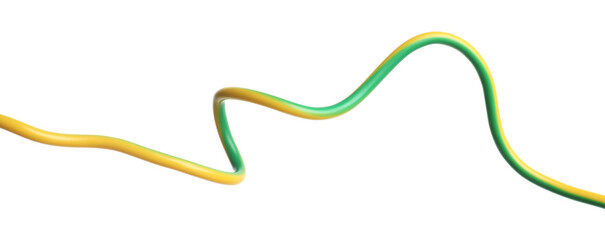 One colorful electrical wire on white background