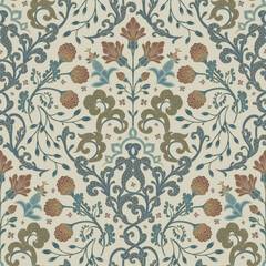 Ornamental  seamless pattern. Floral retro design.