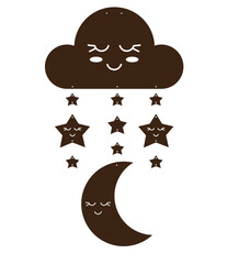 Nursery sleeping mobile wood cut template, laser cut template