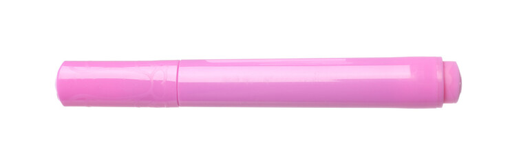 One pink marker isolated on white. Art supply