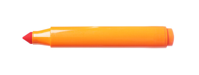 One orange marker isolated on white. Art supply