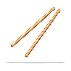 Wooden drum sticks vector isolated illustration