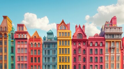 Fototapeta premium Colorful Buildings Facade Art
