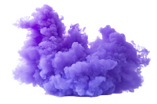 An isolated image of a large swirling cloud of vibrant purple smoke against a black background