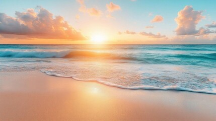 Fototapeta premium Serene Sunset Beach Tropical Ocean Waves Summer
