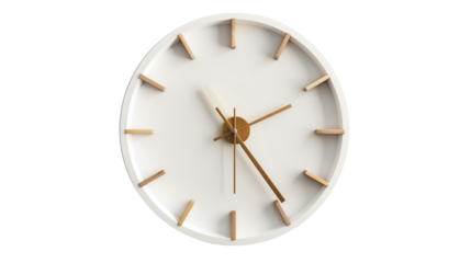 Round Wall Clock Showing Time on PNG Transparent Background
