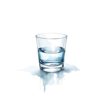 Clear Glass with Water on White Background

