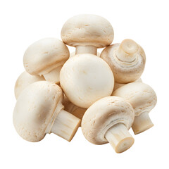 Pile of Fresh White Button Mushrooms Isolated on White Background