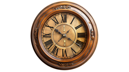 Classic Wall Clock Isolated on PNG Transparent Background
