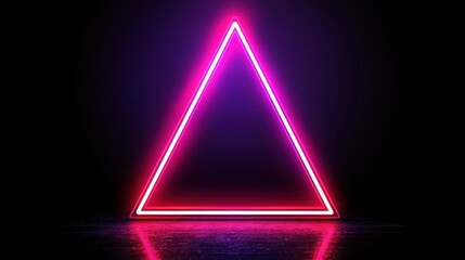 A pink neon triangle on a black background.