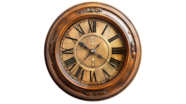 Classic Wall Clock Isolated on PNG Transparent Background
