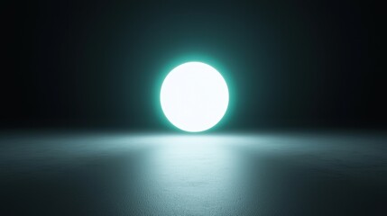 A glowing orb in the center of a dark room.