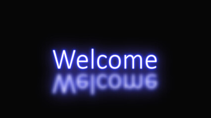 Welcome text neon with flicker Animation on white background with blue color.