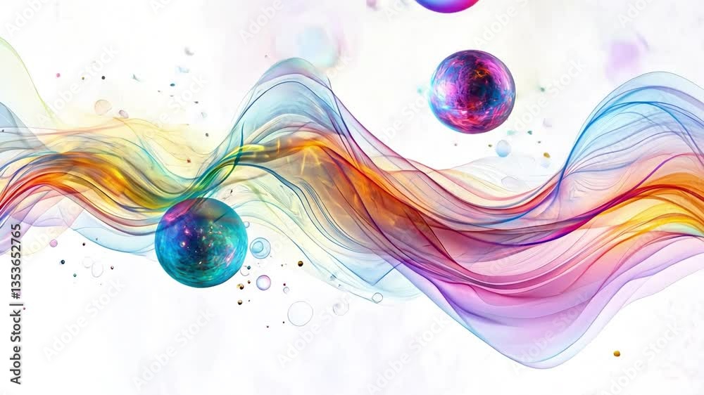 Poster abstract color flow: an abstract and colorful design features flowing, wavy lines, interspersed with