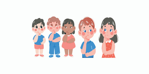 Obraz premium Print vector kids thinking something flat design isolated on white background
