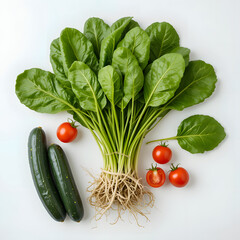 fresh vegetables on white background