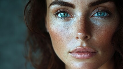 Fototapeta premium Natural Portrait of a Woman Showcasing Youthful Beauty Features