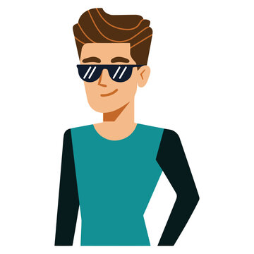 Young man cartoon, vector illustration. Clean, simple design with vibrant colors, ideal for character designs, animations, or profile avatars. Features a modern and youthful appearance.